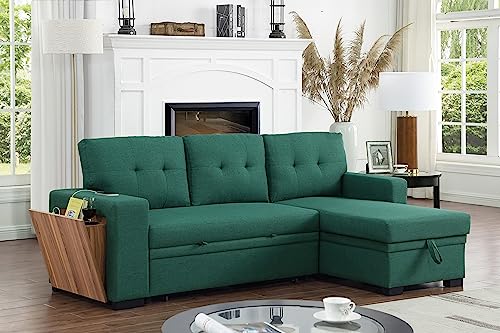 Devion Furniture Regis 4-in-1 Convertible L Shaped Couch with Pull Out Bed and Storage, Sectional Sleeper Sofa with Reversible Chaise for Living Room