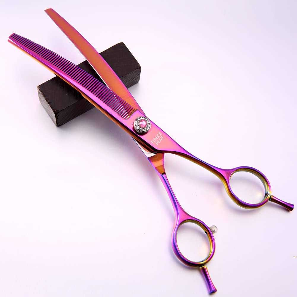 Fenice Peak Professional Dog Grooming Scissors Pet Curved Thinning Shears 7.0''