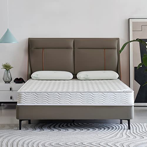 Oliver & Smith Queen Mattress - 6 Inch Hybrid Queen Size Mattress with Pocketed Coil Springs with High Density & Comfort Cold Foam - Eco-Friendly
