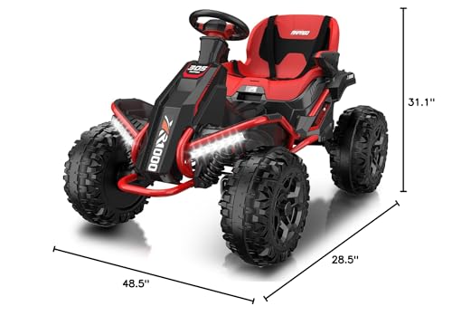 ANPABO 24V 4x4 Ride On Toy for Big Kids, 4x200W Motors, 5MPH, Kids Car w/Parent Remote, Wide Adjustable Seat, Headlights, Metal Frame