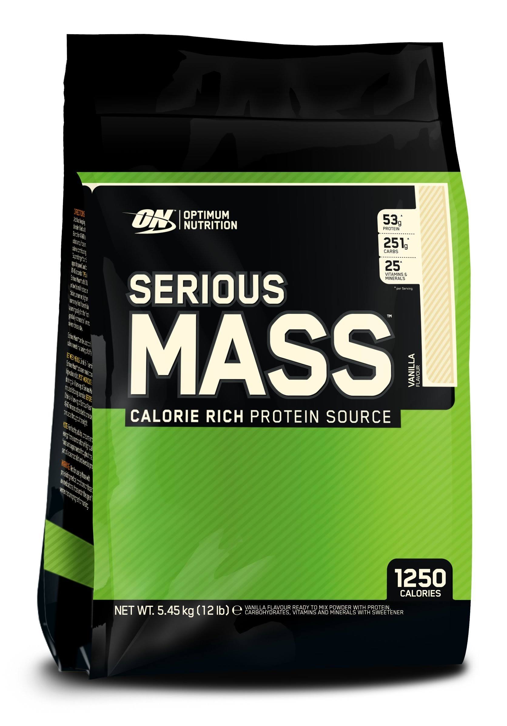 Optimum Nutrition Serious Mass High Protein Weight Gain Powder, Vanilla - 12 lb bag