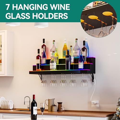 YITAHOME LED Light Liquor Bottle Display Shelf