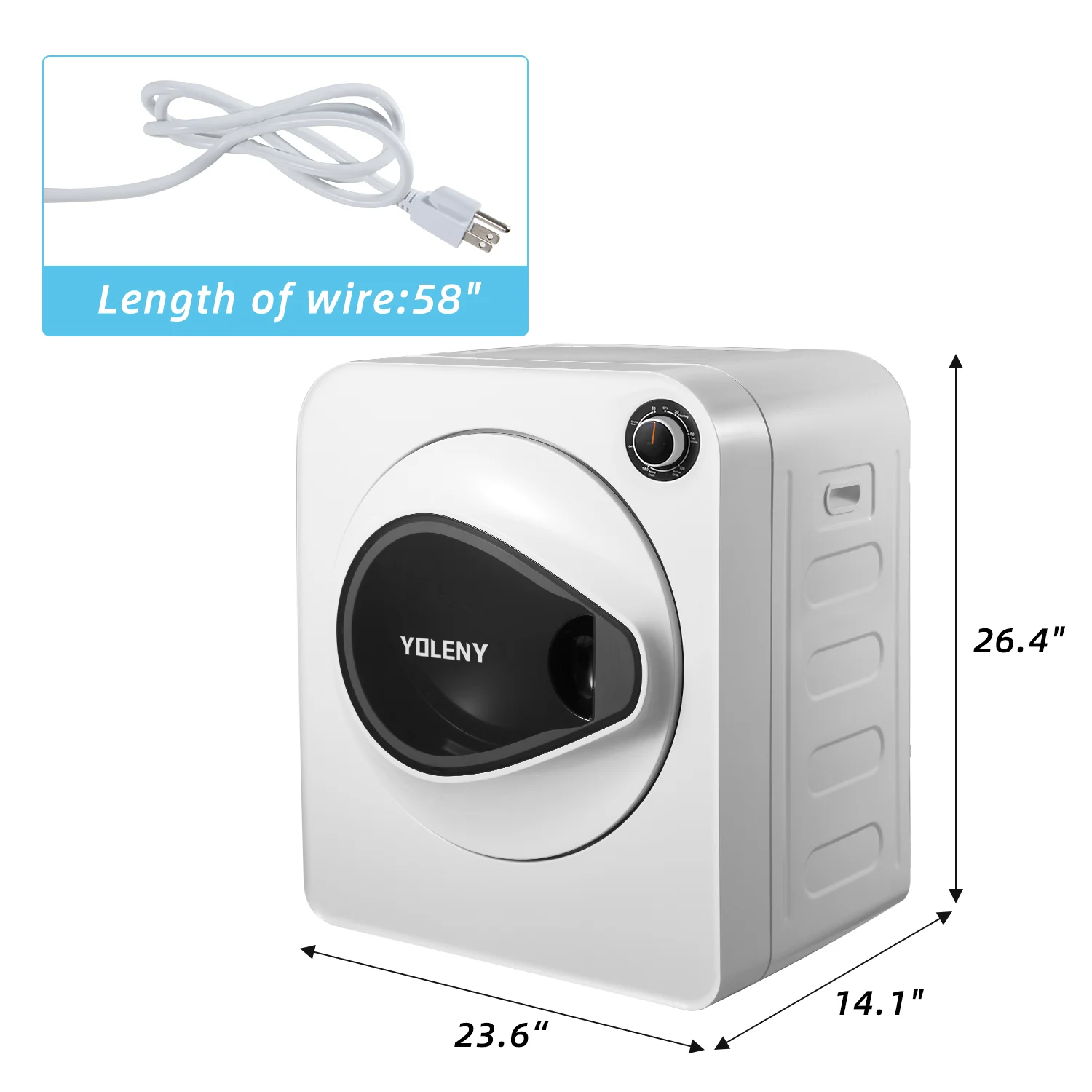 Erinnyees Electric Compact Laundry Dryer, 13.2 lbs Load Stainless Steel Portable Dryer With Exhaust Pipe, Mini Dryer for Apartments, Dorm, White