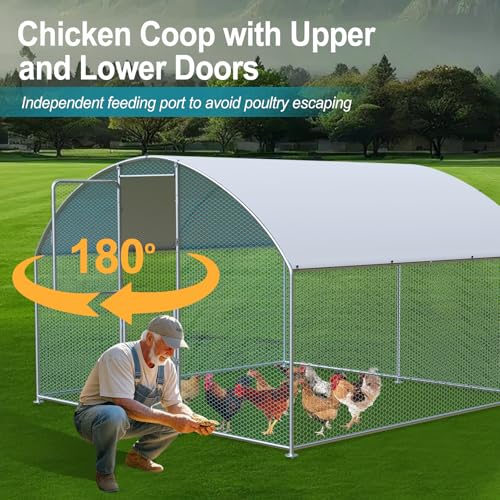 Large Chicken Coop, Chicken Coops for 30 Chickens, Chicken Runs for Yard with Water Poof & UV Resistance Cover