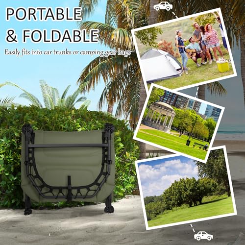 Outsunny Camping Cot for Adults, Folding Bed with Soft Padded Cushions & Headrest, 180° Adjustable Reclining Lounger