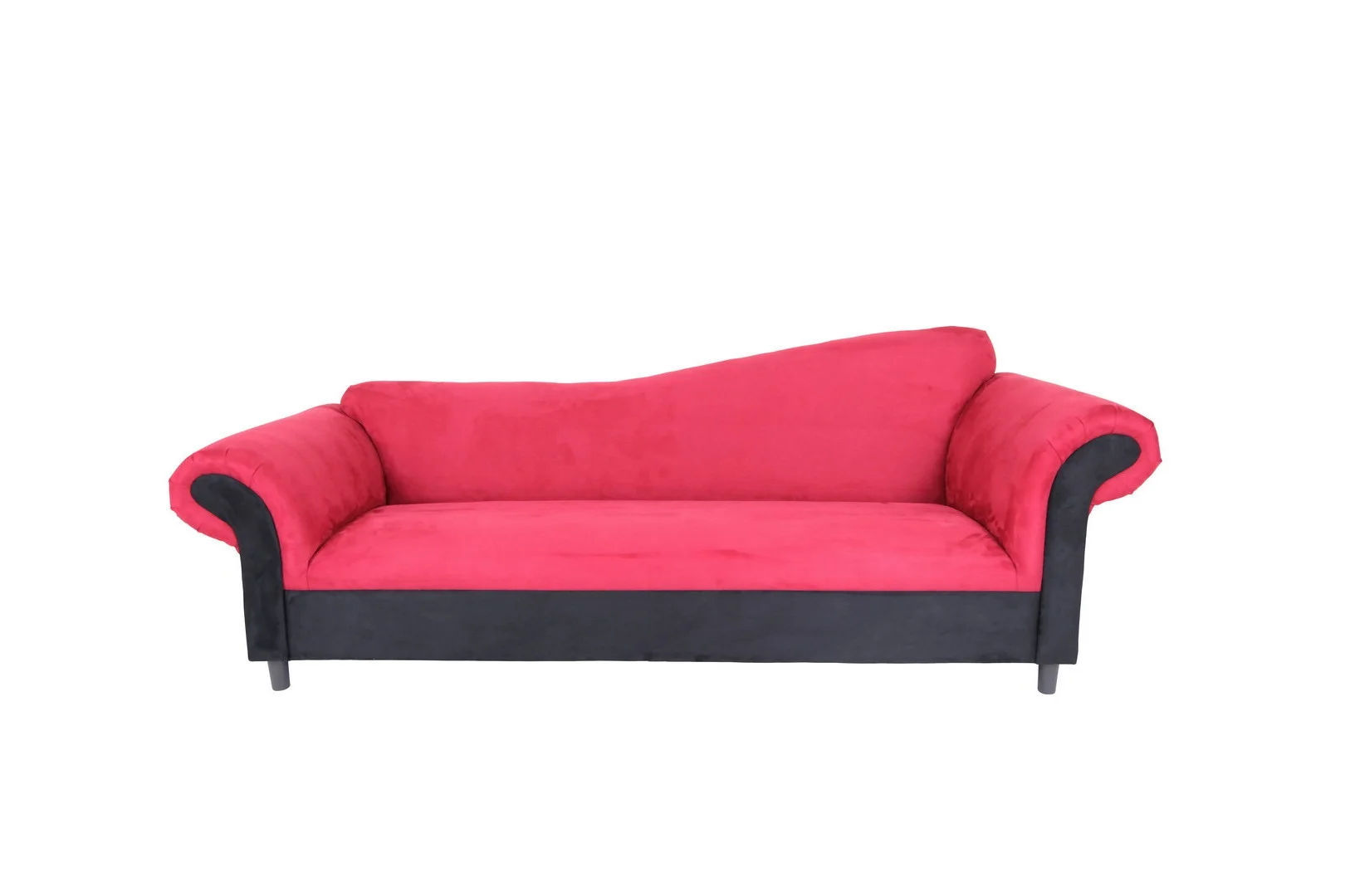 HomeRoots 530492 98 in. Red Velvet & Black Settee Sofa