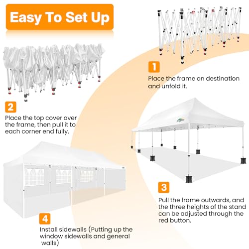 10x10 Pop Up Canopy Tent with 4 Sidewalls and Mesh Windows 2.0