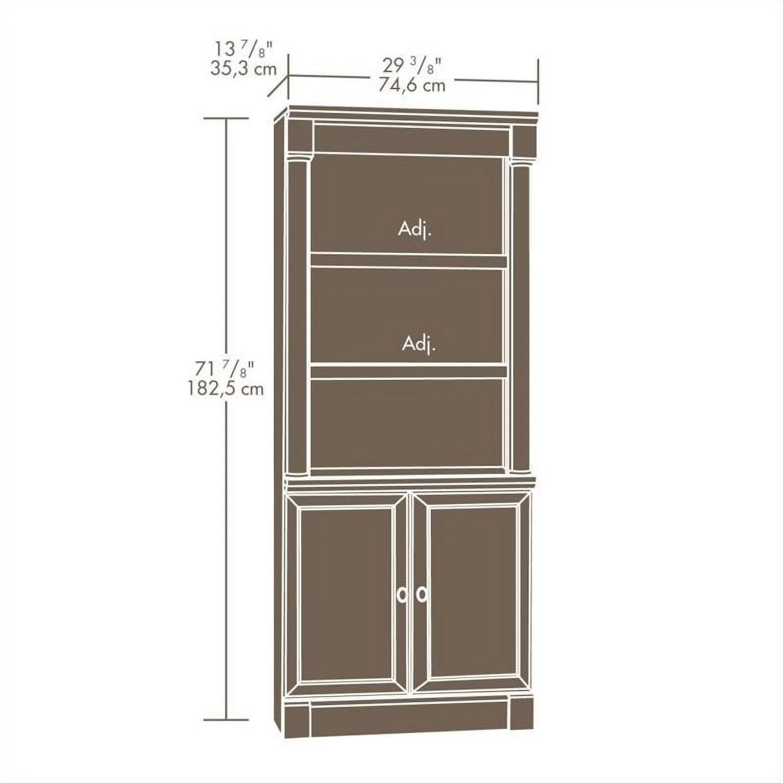 Sauder 3 Shelf Wood Library Bookcase with Doors in Cherry (Set of 2) - Radiant Selections