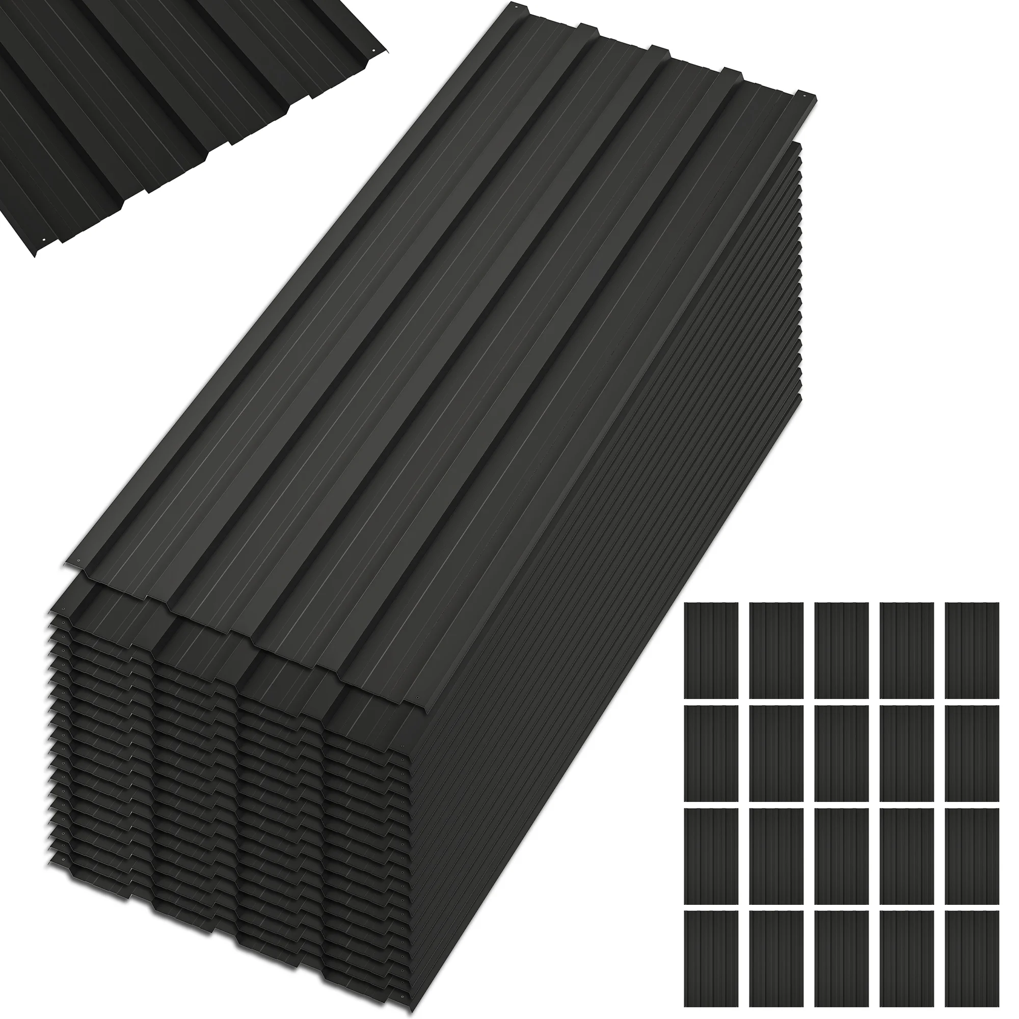 20 Pcs Galvanized Metal Roof Panels Hardware Roofing Sheets, Black - Radiant Selections