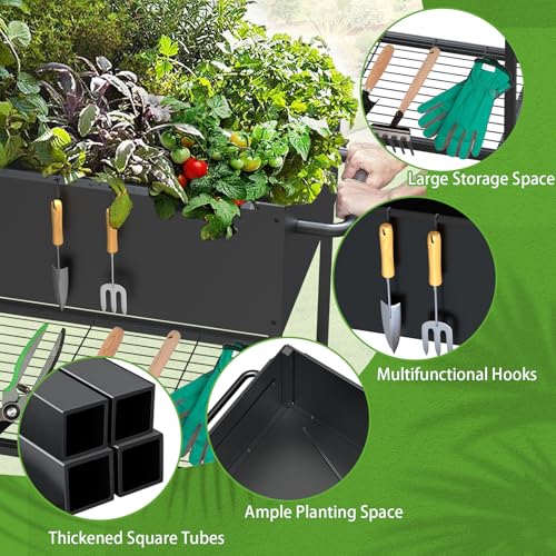 51 &times; 26 &times; 32 Inches Raised Garden Bed with Legs/Storage Shelf, Mobile Planter Box for Outdoor Plants, Elevated Garden Bed for Backyard