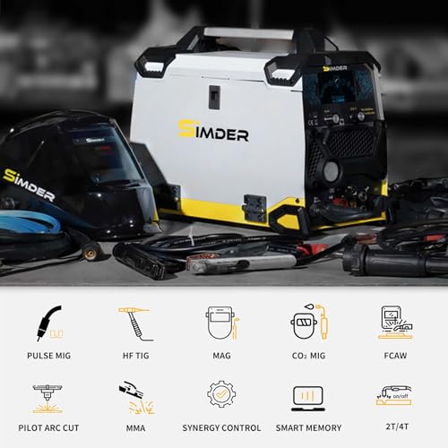 SSIMDER Aluminum MIG Welder Pulse MIG/MAG/HF TIG/Stick/Pilot ARC Plasma Cutter 200A Welding Machine SD4050Pro 10 in 1 Welder Cutter Combo