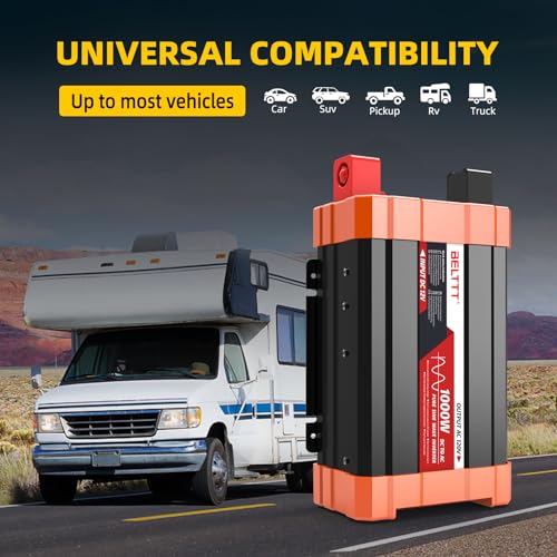 BELTTT 2000W Pure Sine Wave Inverter, Car Power Inverter 12V to 120V AC Converter for RV, Truck, Solar, Outdoor with Dual AC and 20A Socket