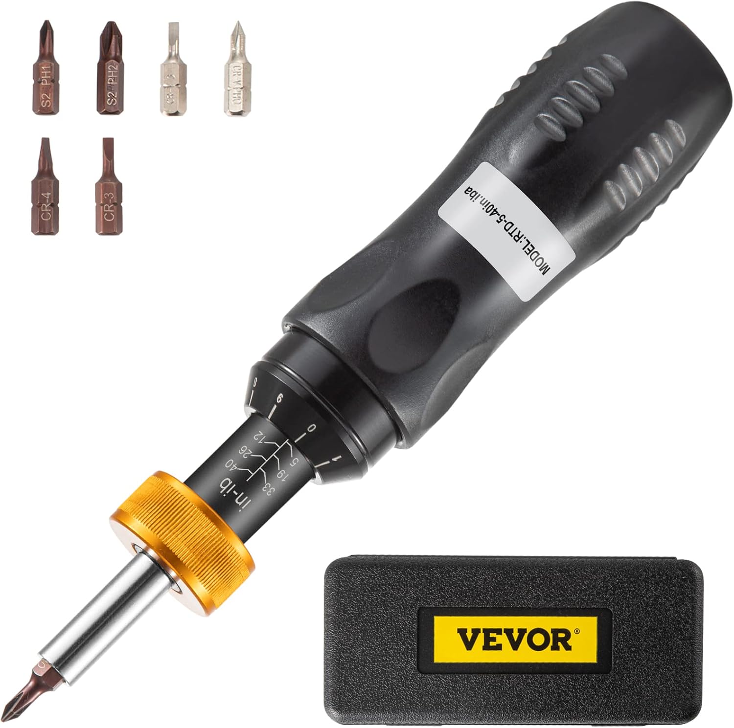 VEVOR Torque Screwdriver, 1/4 Drive Screwdriver Torque Wrench, Torque Screwdriver Electrician 5-40 in/lbs Torque Range Accurate to ±5%