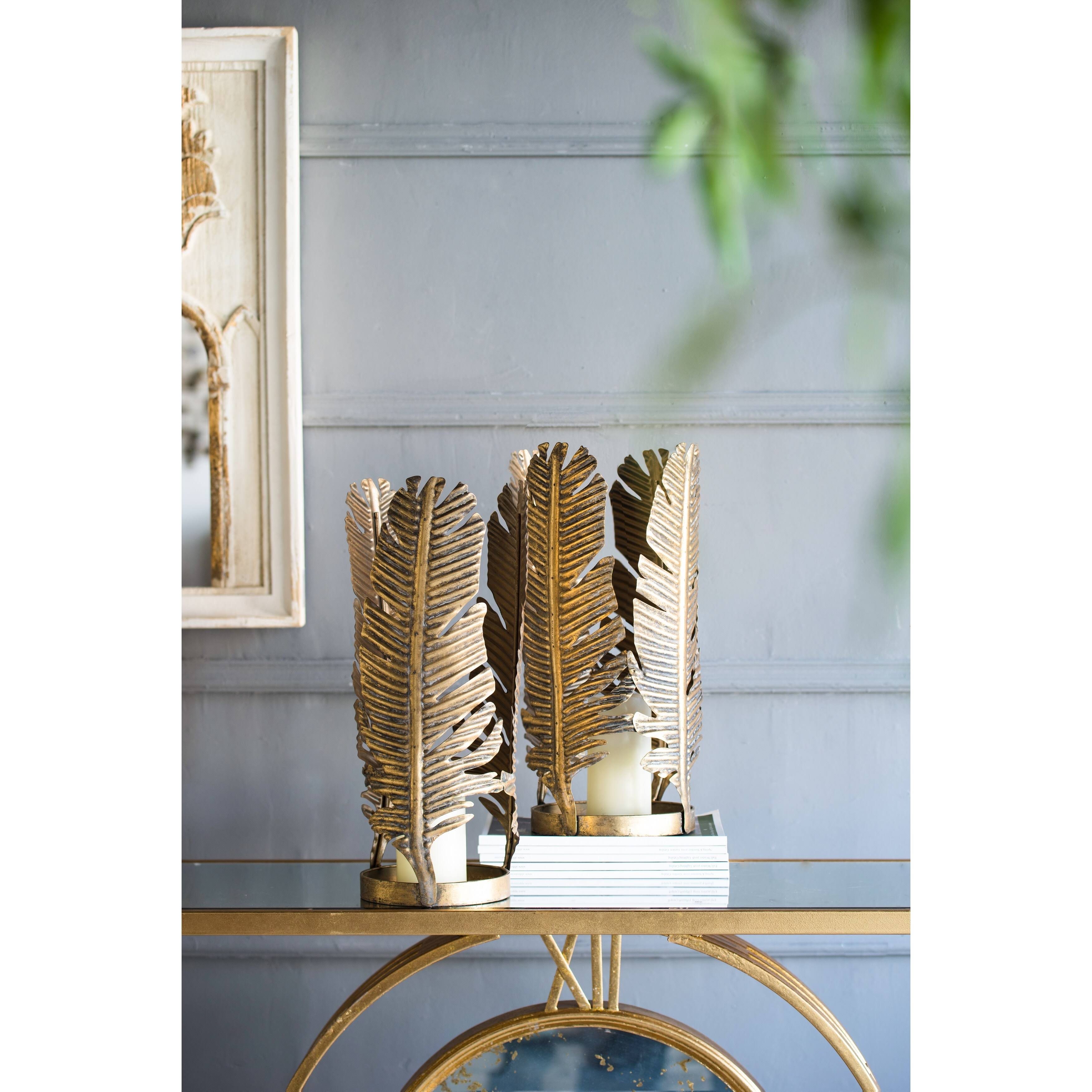 A u0026 B Home Antique Gold Metal Candle Holder