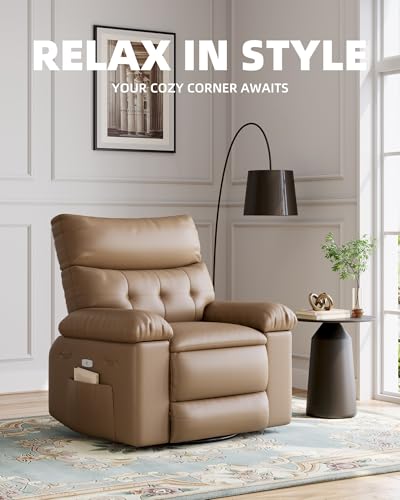 GarveeHome Electric Swivel Massage Chair, Power Rocking Recliner with Vibration and Heating