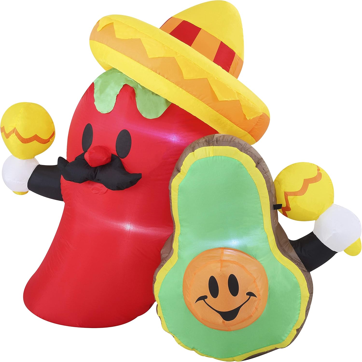 Cinco de Mayo Inflatable Decoration 6 FT Long Fiesta Avocado and Chili with Build-in LEDs Blow Up Inflatables for Holiday Party Indoor, Outdoor, Yard