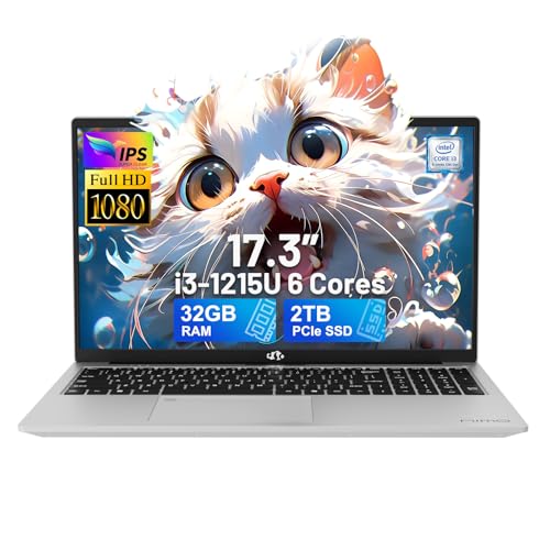 NIMO 17.3" IPS FHD-Laptop, Intel 6 Cores i3-1215U 16GB RAM 512GB SSD (Beat Ryzen 5 7520U