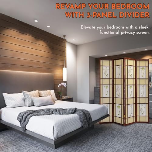 Legacy Decor 3 Panels Room Divider - Portable & Foldable Freestanding Room Privacy Screen - 71” Tall Botanical Floral Dressing Screen