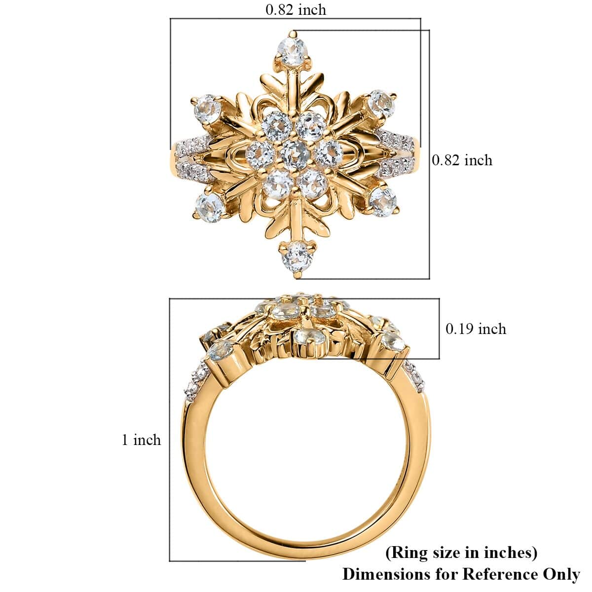 Shop LC Blue Skyblue Topaz Moissanite Round 925 Sterling Silver Vermeil Yellow Gold Plated Cluster Ring for Women Jewelry Size 9 Ct 0.94 Birthday