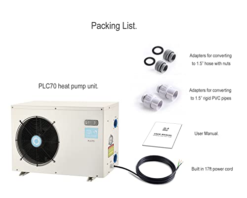 Above Ground Pool Heater EU50, Max 16184BTU Up to 5000gallons Electric Swimming Pool Heat Pumps, Titanium Heat Exchanger, 5.62 COP, 110V/120V