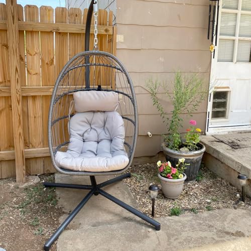 Yechen Hanging Egg Chair with Stand and Footrest for Indoor Outdoor