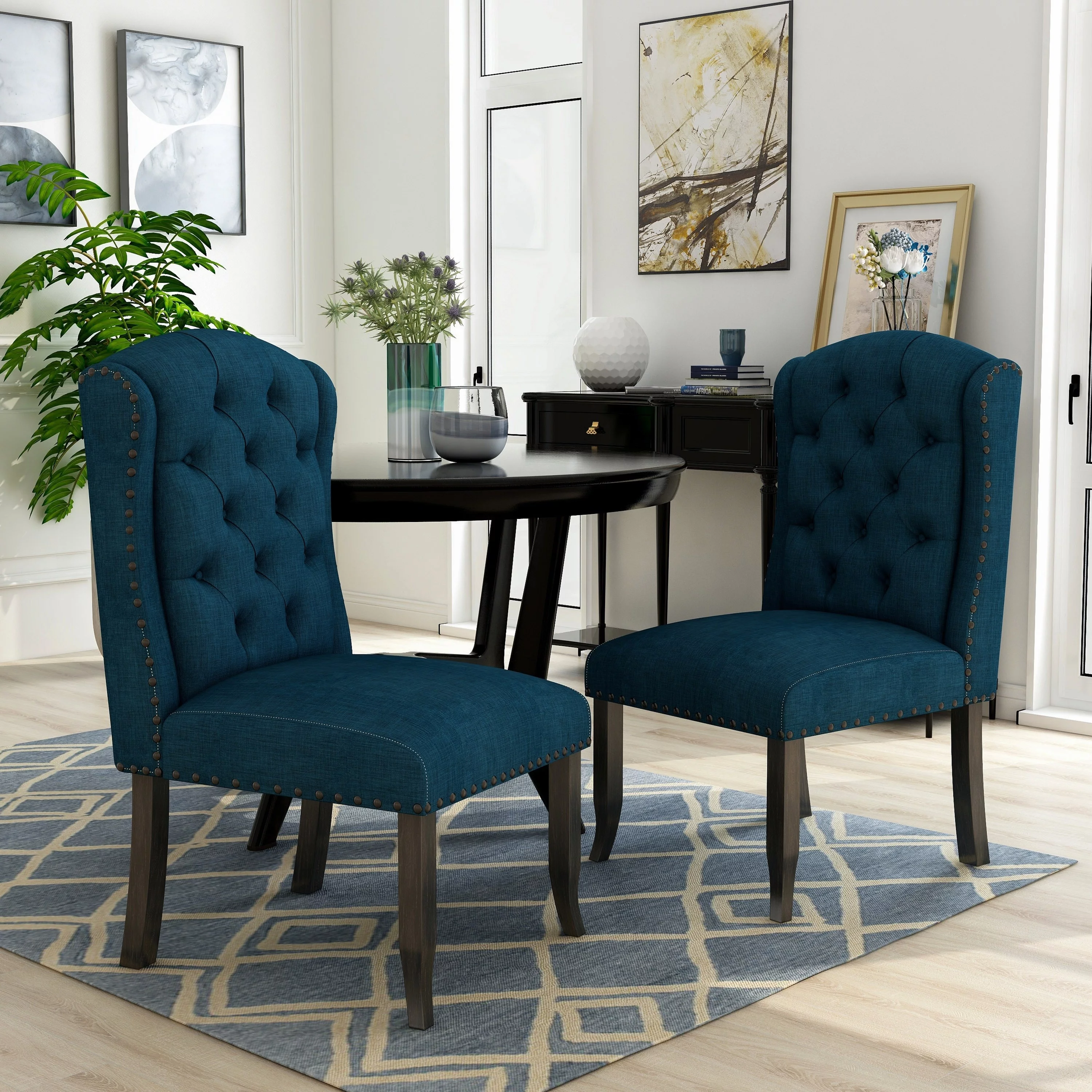 Furniture of America Tays Tufted Linen Wingback Dining Chairs (Set of 2) by  Beige Upholstered