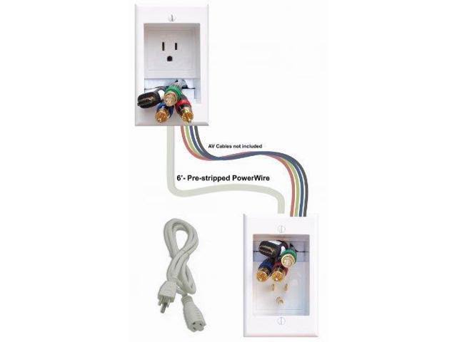 Powerbridge ONE-PRO-6 Single-Outlet Professional Grade Recessed In-Wall Cable Management System for Wall-Mounted