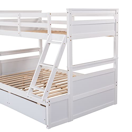 Ball & Cast Twin-Over-Twin Bunk Bed with Twin-Size Trundle and 3 Storage Stairs,Wood Bunkbed w/Full-Length Guardrails,Slat Support