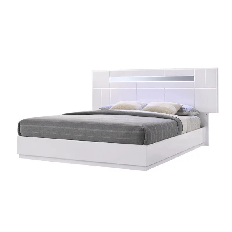 Palermo Modern Bedroom Set, White Lacquer, 5-Piece Set, King Size - Radiant Selections