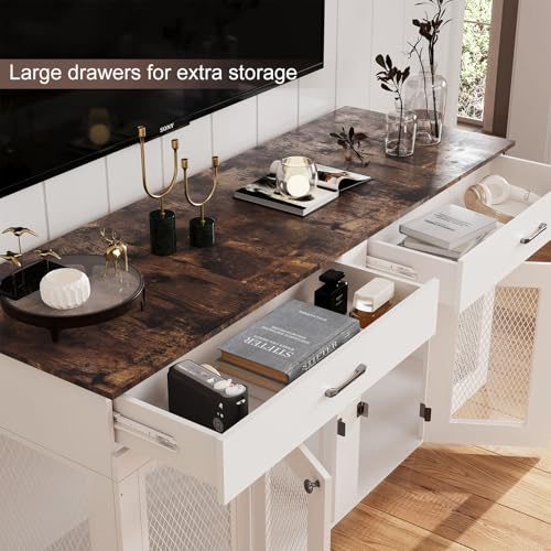 71 Inch Dog Crate Furniture for 2 Dogs, XXL Double Cage with Removable Divider & Large Doors, Heavy Duty Wooden Dog Kennel, Indoor Pet House (Black