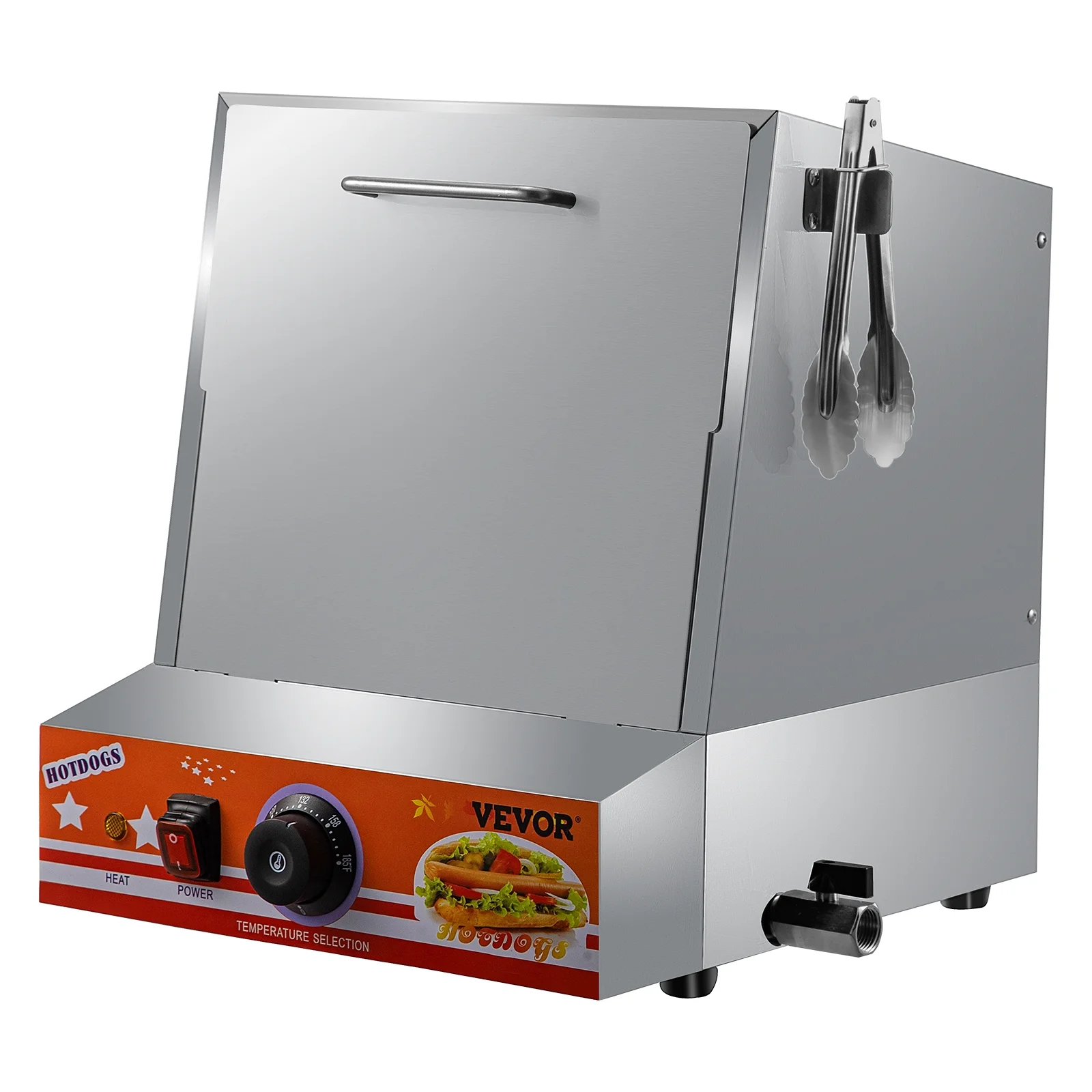 VEVOR Hot Dog Steamer, 36L/32.69Qt, Classic Hut Steamer for 96 Hot Dogs & 30 Buns