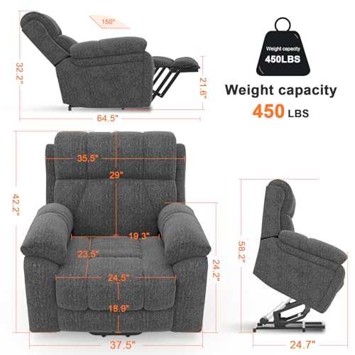 YONISEE Lift Chairs Recliner for Elderly, Super Oversized with Massage and Heat, Overstuffed Wide Recliners, Recliner Chairs for Adults