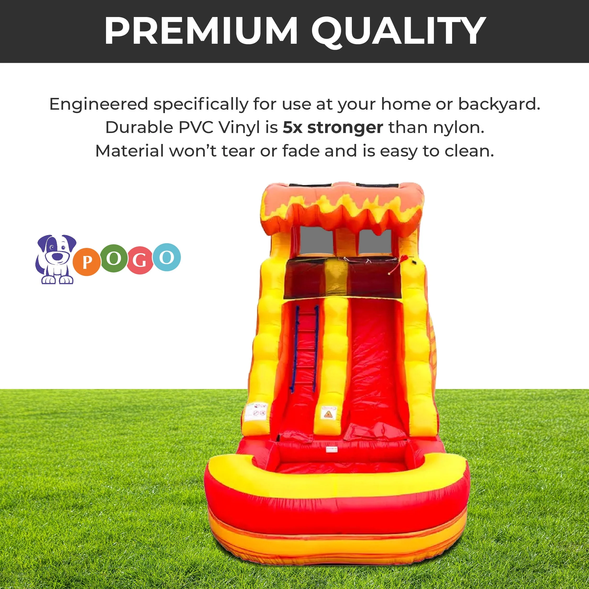 Pogo Bounce House Crossover Kids Inflatable Water Slide, Pink Unicorn with Blower, 12 ft