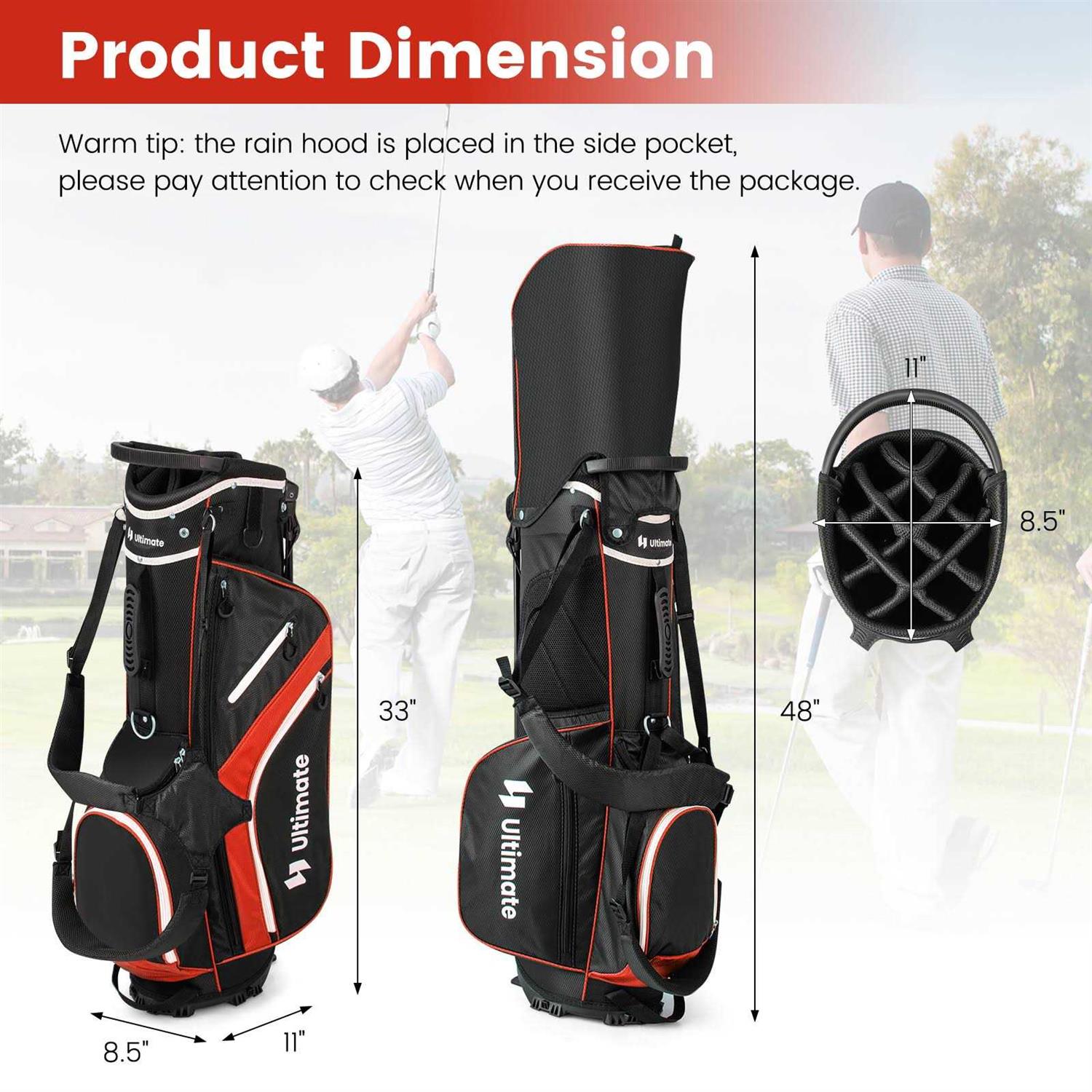 Costway Lightweight Golf Stand Bag with 14-Way Top Dividers &amp; 6 Pockets - Sports Supplies Online Store