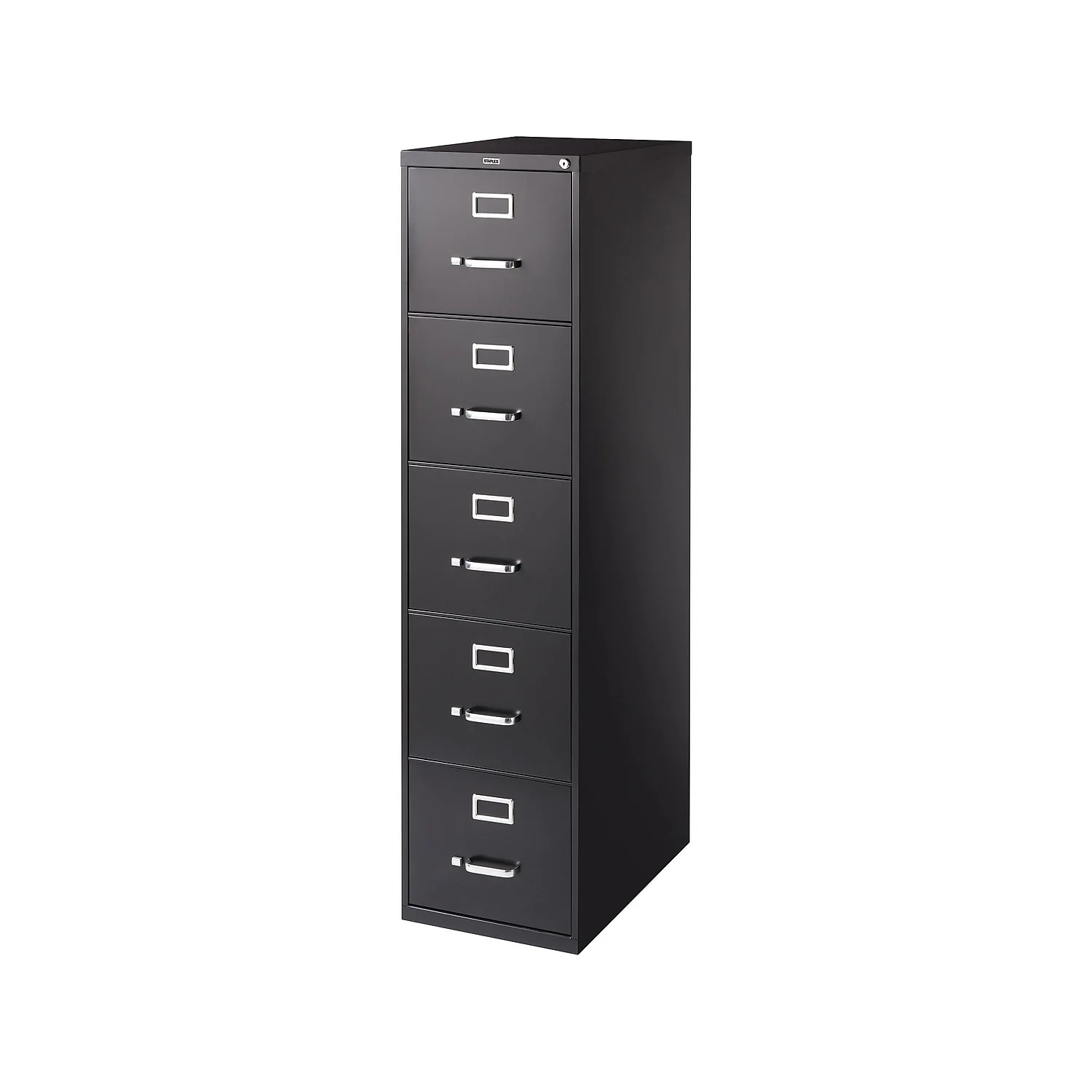 Staples Commercial 5 File Drawer Vertical File Cabinet Locking Black Letter 26.5"D (21917D)
