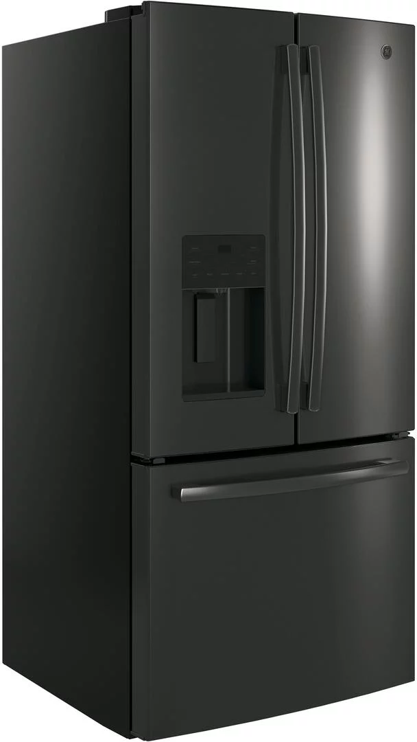 "GE Black Stainless Steel GYE18JBLTS 33"""" Counter Depth French Door Refrigerator with 17.5 cu. ft. Capacity"
