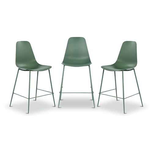 POLY & BARK Isla Modern Kitchen Chairs Set of 4 - Plastic Dining Chair with Metal Legs
