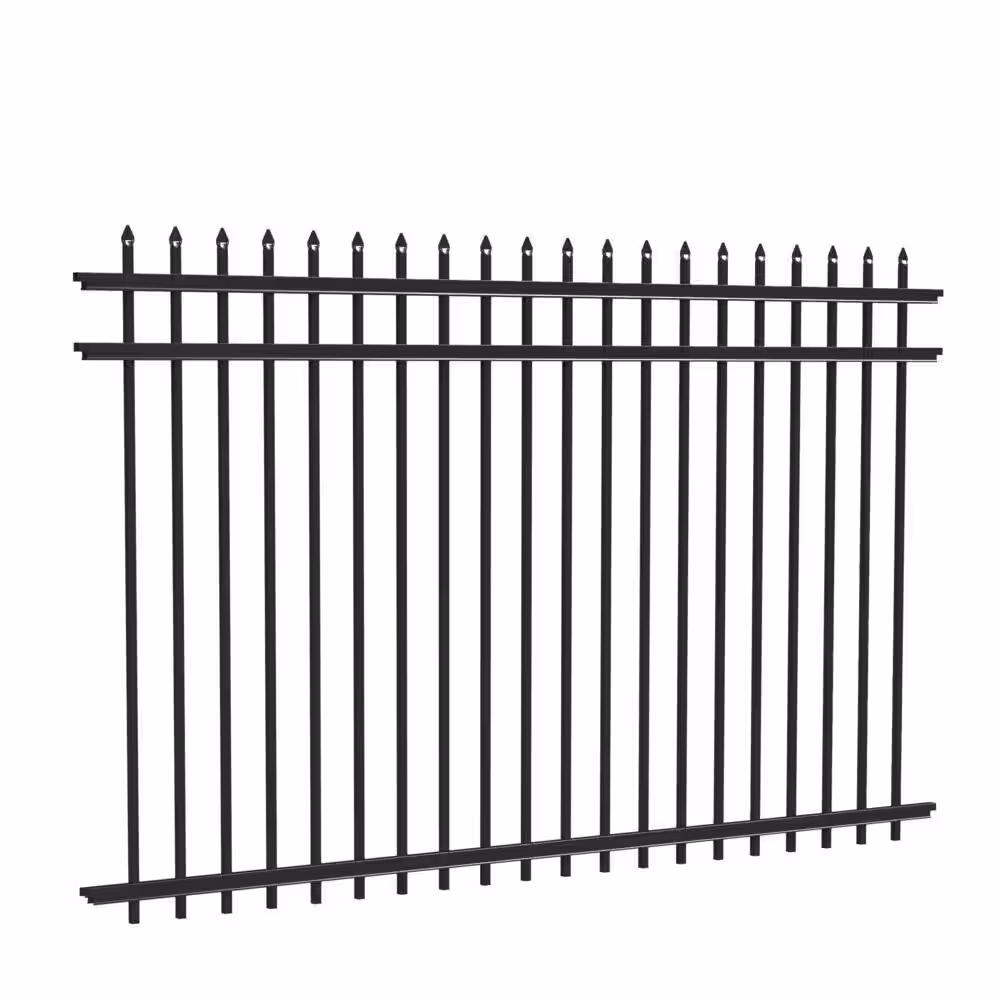 Barrette Outdoor Living Cascade Heavy-Duty 5 ft. H x 8 ft. W Black Aluminum Pre-Assembled Fence Panel