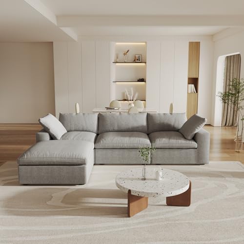 160.6" Cloud Couch Modular Sectional Sofa for Livingroom,Oversized Convertible Sofa with Storage Ottomans,6 Seat Wide Couches