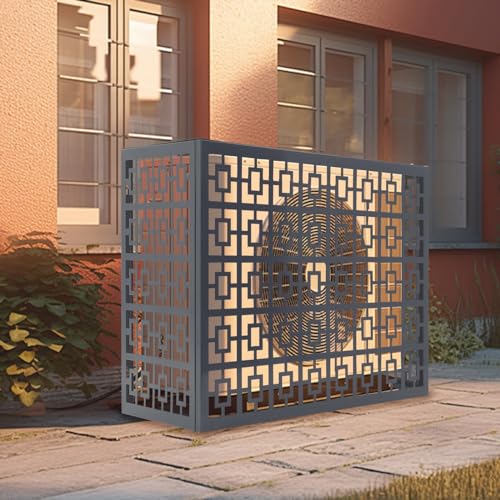 Ageanbri Aluminum Alloy Air Conditioner Freestanding Louvered Space Divider Air Conditioner Fence Outdoor Metal Privacy Fence Cover for Different