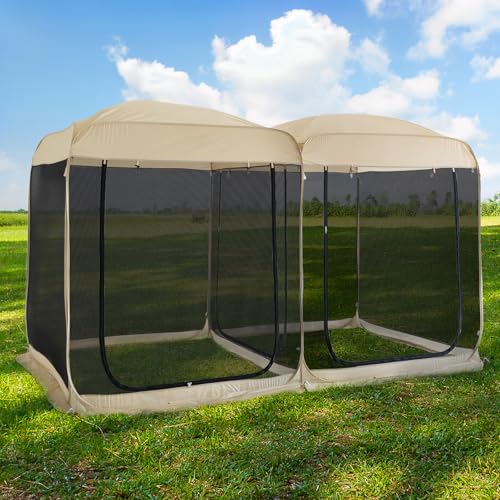 Alvantor Screen House Gazebo, 6-10-15 Person Pop Up Igloo Screened Canopy Tent with Mosquito Netting Sides
