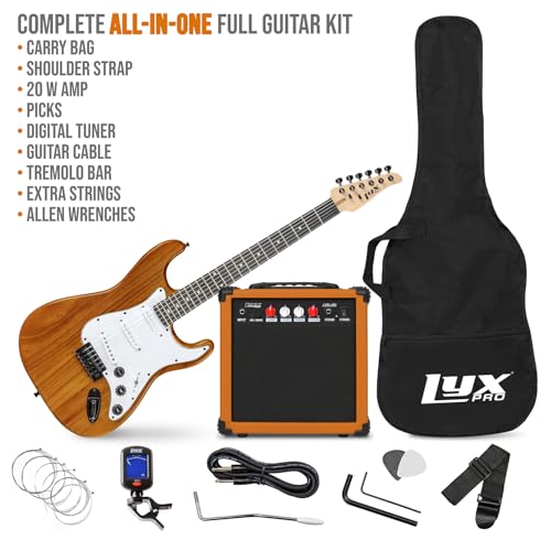 LyxPro Electric Guitar 39" inch Complete Beginner Starter kit Full Size with 20w Amp, Package Includes All Accessories, Digital Tuner, Strings, Picks