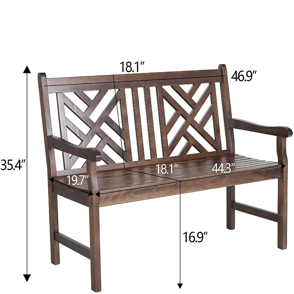 Sophia & William Outdoor Poplar Wood Patio Bench Brown PU Painting for Porch Pool Garden Lawn Balcony Backyard