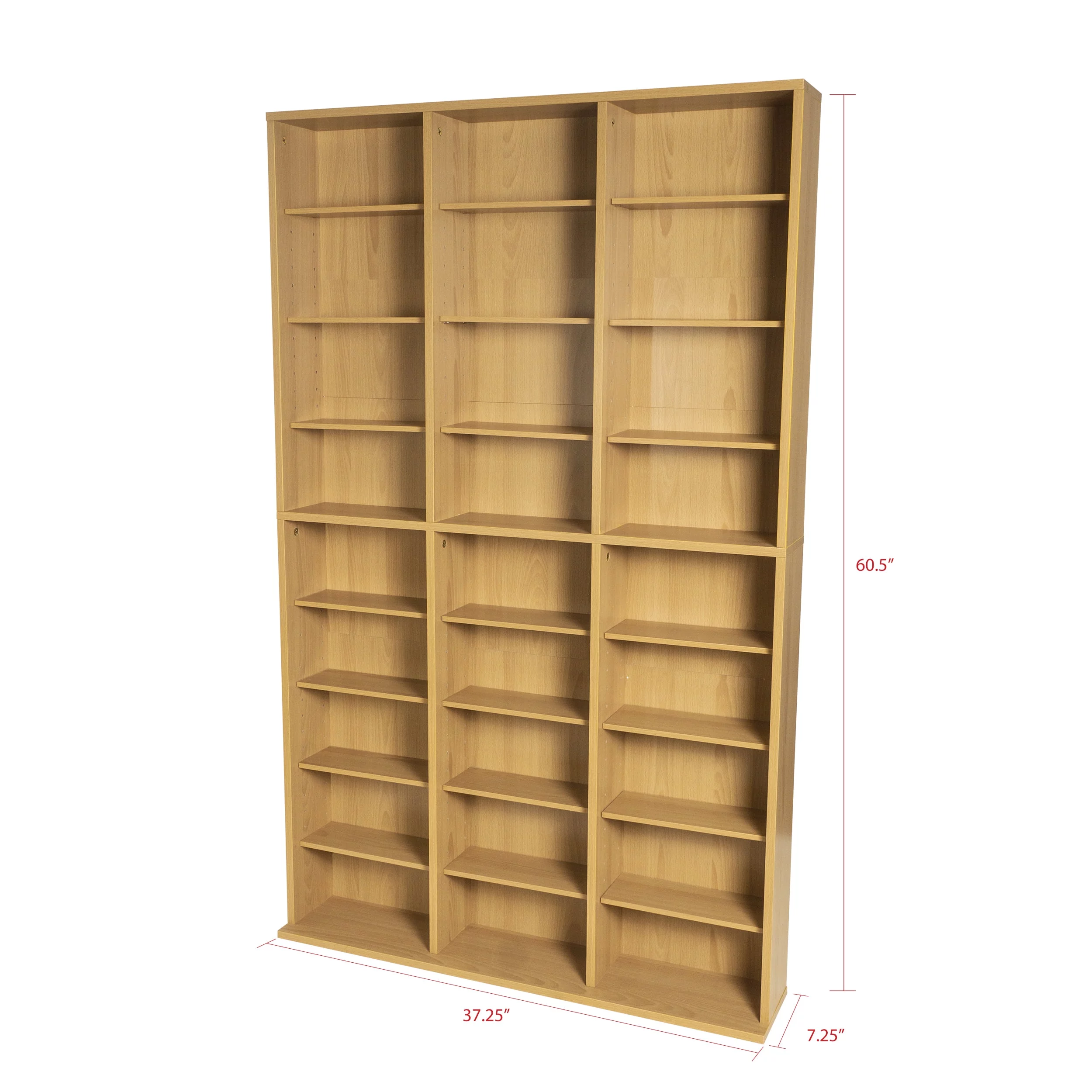 Atlantic 37x60 Oskar Adjustable Wood Media Storage Shelf Bookcase, Espresso