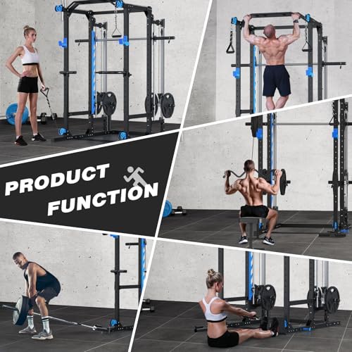 Power Cage with Cable Crossover/Smith Machine System LAT-Pull Down System Power Rack Squat Rack Training Attachments for Home Gym