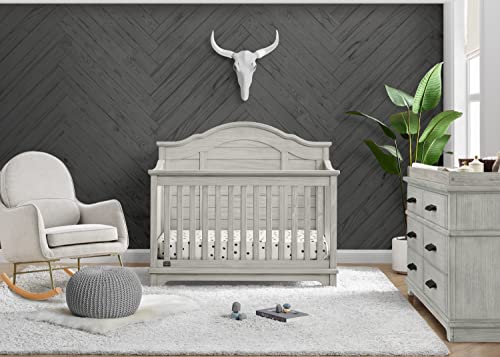 Delta Children Asher Crib 7-Piece Baby Nursery Furniture Set–Includes: Convertible Crib, Dresser, Changing Top, Crib Mattress, Sheets