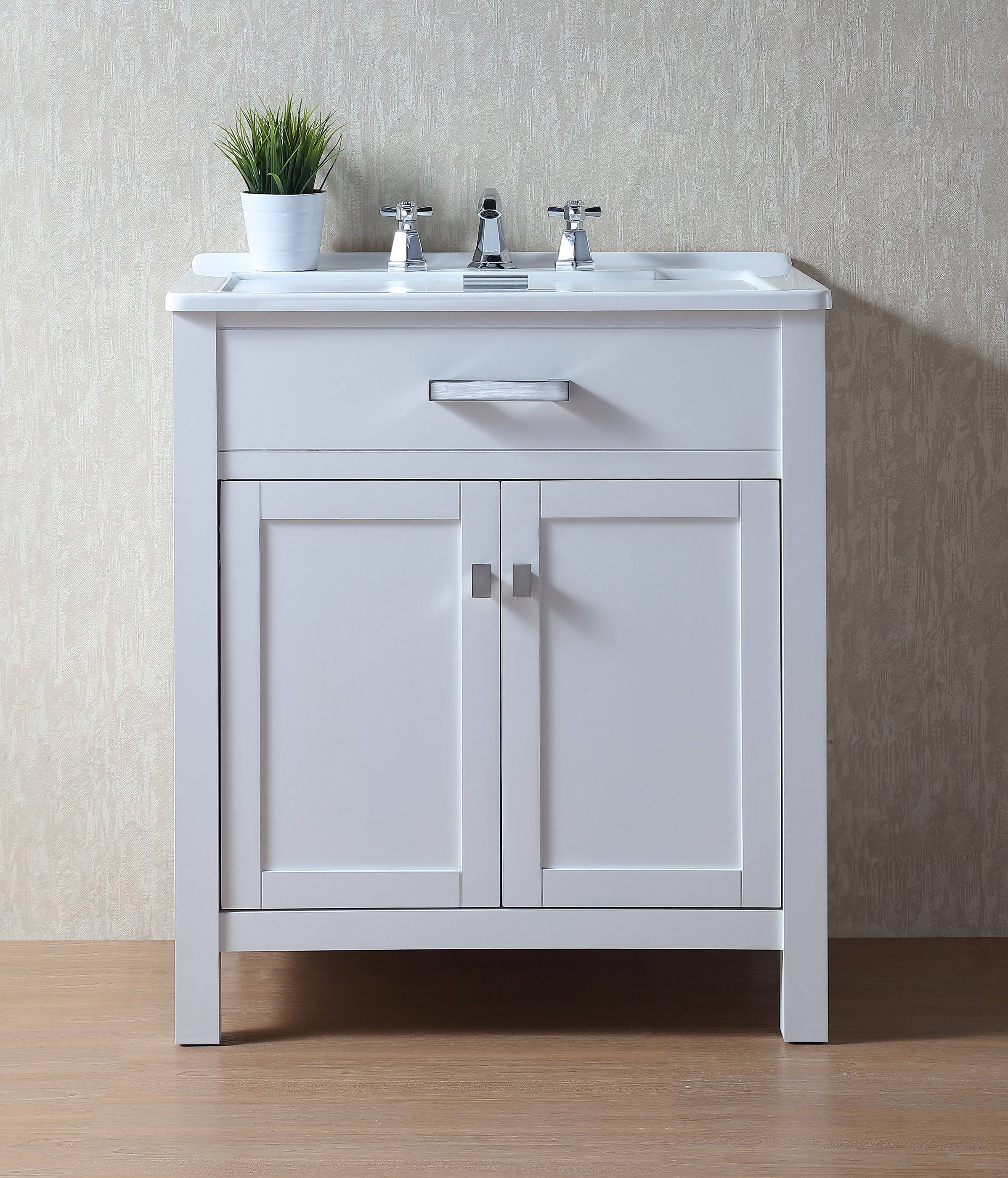 Stufurhome 30x22 Radiant White Laundry Sink Cabinet