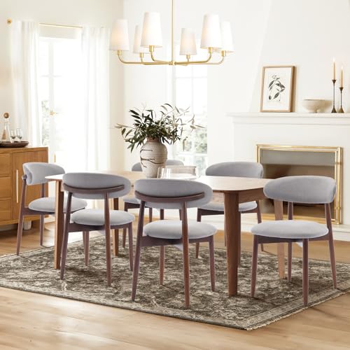 COLAMY Wooden Dining Chairs Set of 4, Modern Fabric Upholstered Dining Room Chair, Farmhouse Kitchen Chairs with Foot Pegs, Green