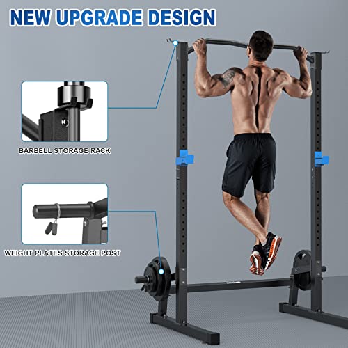 BEKING Power Rack Squat Rack Cage with Pull Up Bar,Adjustable Power Cage Exercise Squat Stand with Barbell Rack Weight Plate Storage
