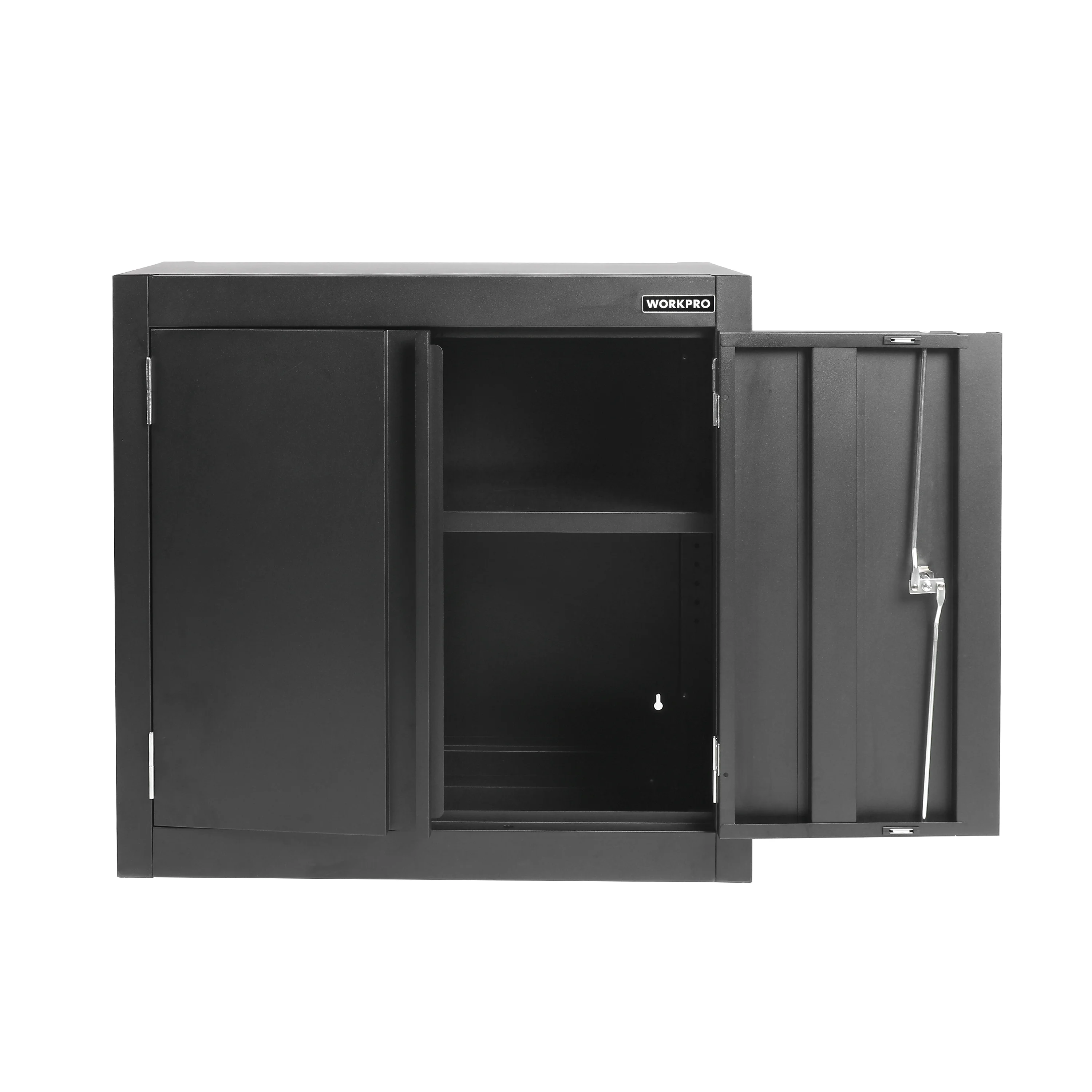 WORKPRO 28-Inch Wall Garage Storage Cabinet, Adjustable Shelf, Steel, Black